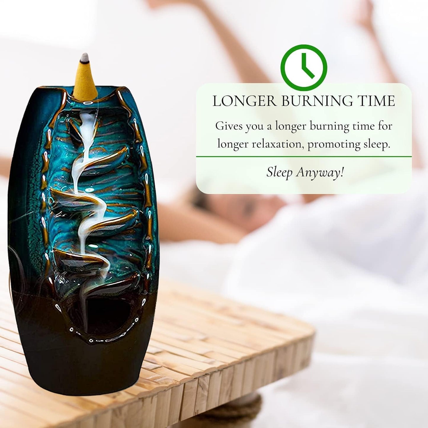 Inscents Waterfall® Essential Relaxing Backflow Incense Cones-100% Natural Scents-100 Pack -Enhance Meditation and Mindfulness | Includes Rose, Lavender, Mint, Lemongrass and More